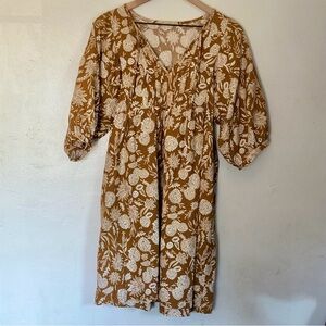 Universal Thread mustard and cream Floral Midi Dress